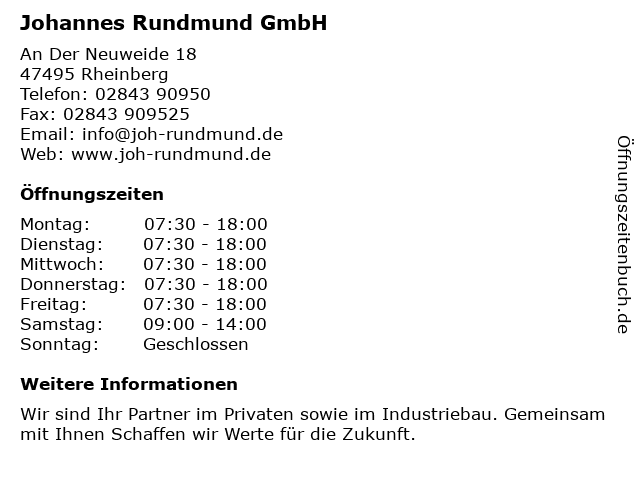 Rundmund GmbH, Johannes Fliesenhandel u. -verlegung, Bauunternehmung in Rheinberg: Adresse und Öffnungszeiten