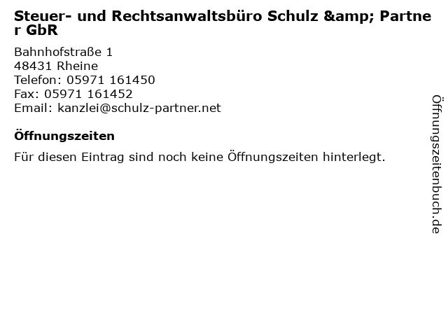 G. u. Schulz, W. u. Schulz, U. Schulz Rechtsanwälte Notare und Steuerberater in Rheine: Adresse und Öffnungszeiten