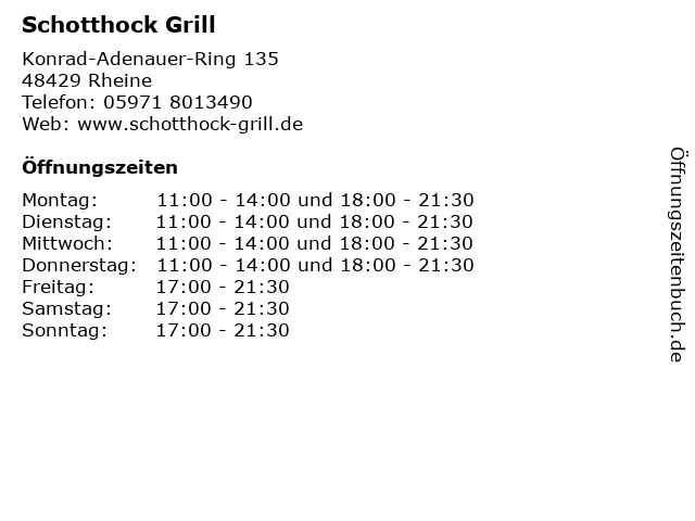 Schotthock Grill in Rheine: Adresse und Öffnungszeiten