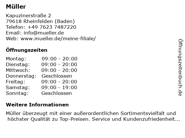Müller in Rheinfelden (Baden): Adresse und Öffnungszeiten