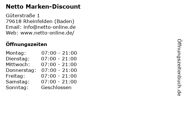 Netto Marken-Discount in Rheinfelden (Baden): Adresse und Öffnungszeiten
