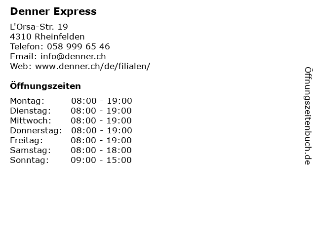 Denner Express in Rheinfelden: Adresse und Öffnungszeiten