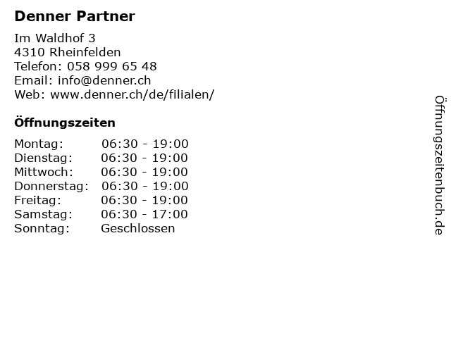 Denner Partner in Rheinfelden: Adresse und Öffnungszeiten