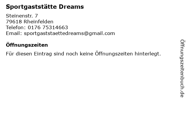 Sportgaststätte Dreams in Rheinfelden: Adresse und Öffnungszeiten