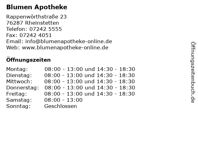Blumen Apotheke in Rheinstetten: Adresse und Öffnungszeiten