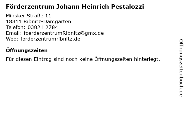 Förderzentrum Johann Heinrich Pestalozzi in Ribnitz-Damgarten: Adresse und Öffnungszeiten