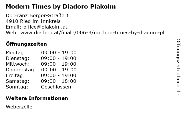 Modern Times by Diadoro Plakolm in Ried im Innkreis: Adresse und Öffnungszeiten