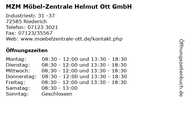 MZM Möbel-Zentrale Helmut Ott GmbH in Riederich: Adresse und Öffnungszeiten