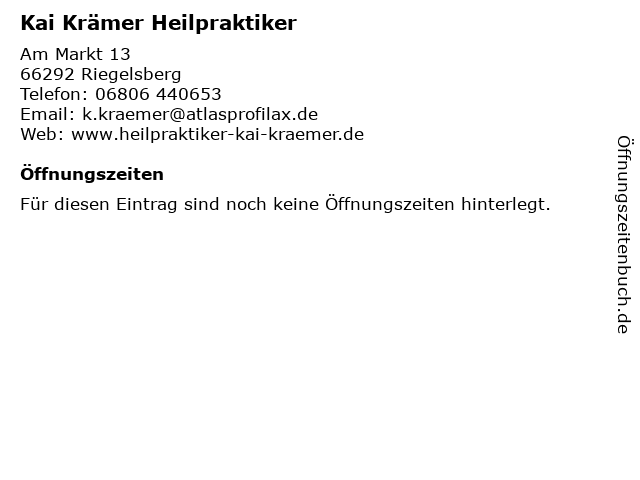 Kai Krämer Heilpraktiker in Riegelsberg: Adresse und Öffnungszeiten