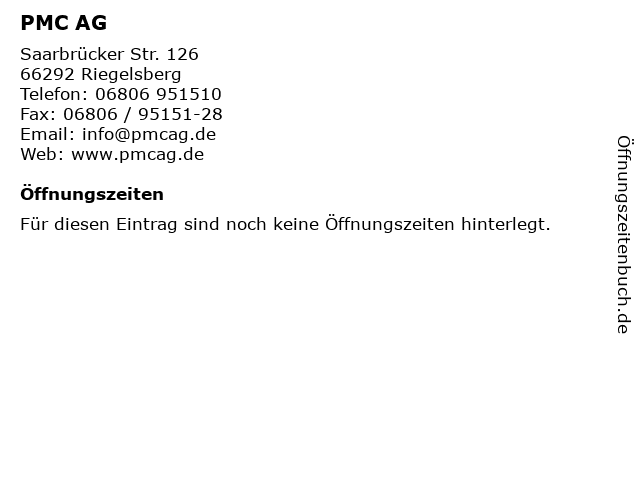 PMC AG in Riegelsberg: Adresse und Öffnungszeiten