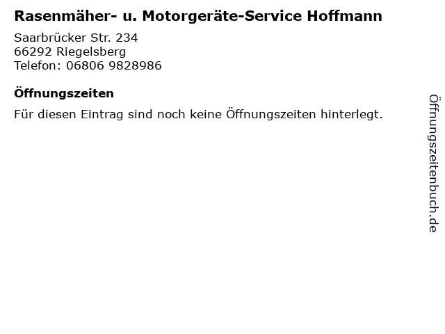 Rasenmäher- u. Motorgeräte-Service Hoffmann in Riegelsberg: Adresse und Öffnungszeiten
