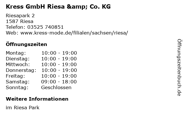 Kress GmbH Riesa & Co. KG in Riesa: Adresse und Öffnungszeiten