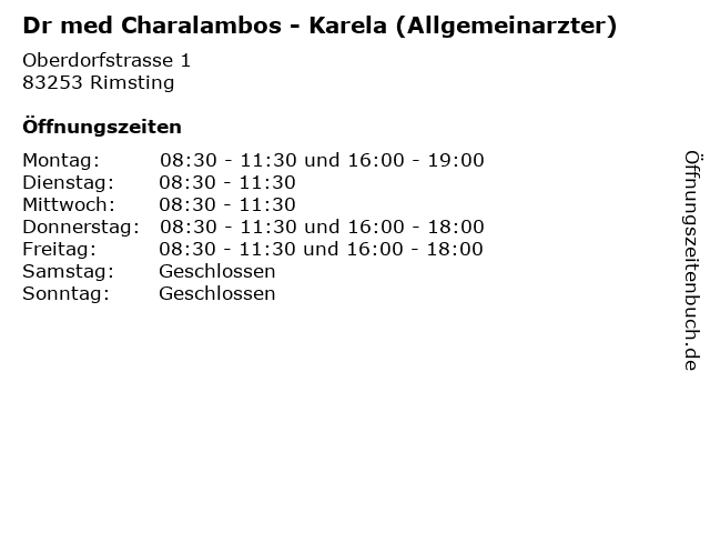 Dr med Charalambos - Karela (Allgemeinarzter) in Rimsting: Adresse und Öffnungszeiten