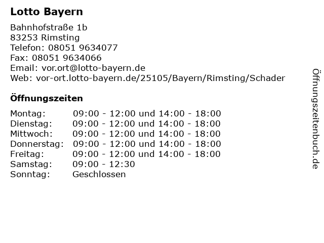 Lotto Bayern in Rimsting: Adresse und Öffnungszeiten