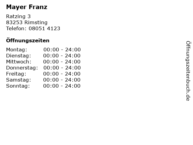 Mayer Franz in Rimsting: Adresse und Öffnungszeiten