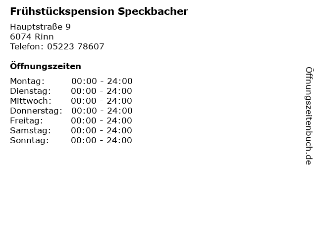 Frühstückspension Speckbacher in Rinn: Adresse und Öffnungszeiten