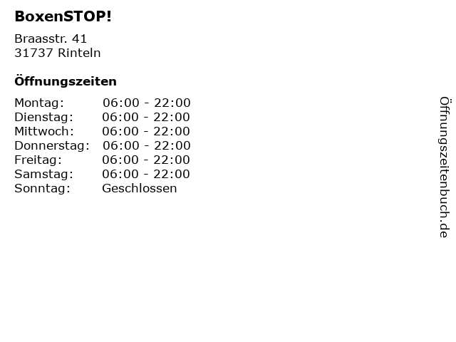 BoxenSTOP! in Rinteln: Adresse und Öffnungszeiten