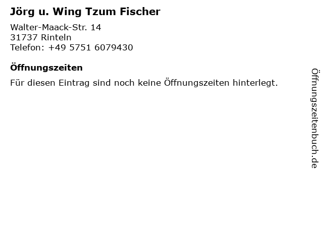 Jörg u. Wing Tzum Fischer in Rinteln: Adresse und Öffnungszeiten