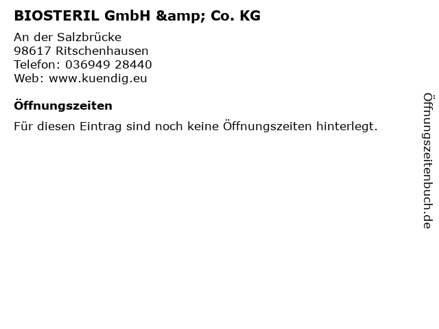 BIOSTERIL GmbH & Co. KG in Ritschenhausen: Adresse und Öffnungszeiten