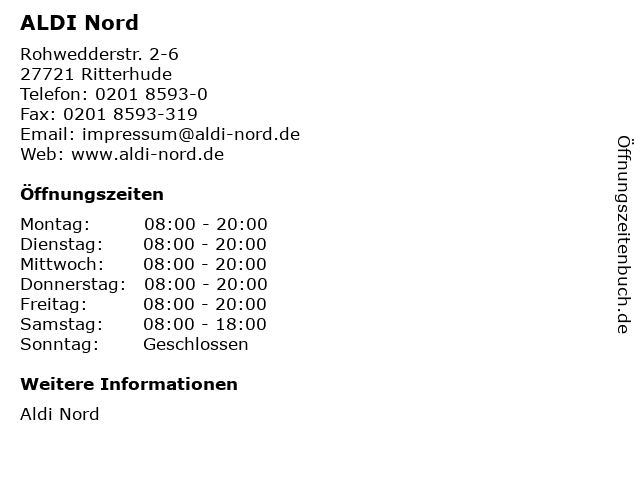 ALDI Nord in Ritterhude: Adresse und Öffnungszeiten