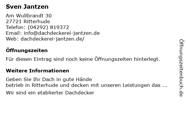 Sven Jantzen in Ritterhude: Adresse und Öffnungszeiten