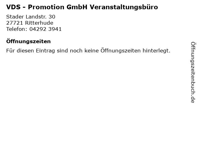 VDS - Promotion GmbH Veranstaltungsbüro in Ritterhude: Adresse und Öffnungszeiten