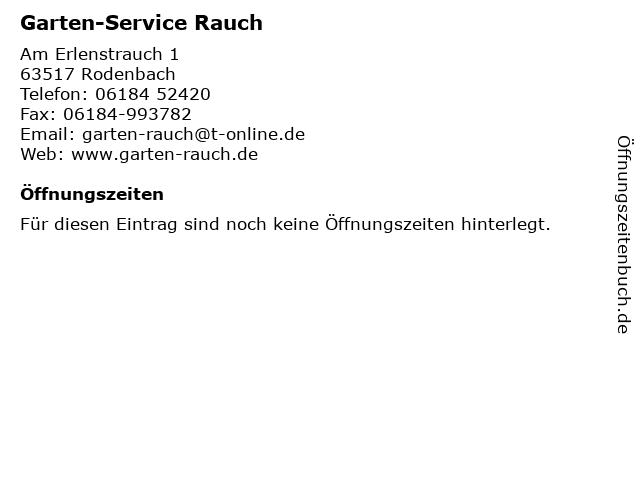 Garten-Service Rauch in Rodenbach: Adresse und Öffnungszeiten