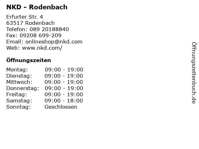 NKD - Rodenbach in Rodenbach: Adresse und Öffnungszeiten