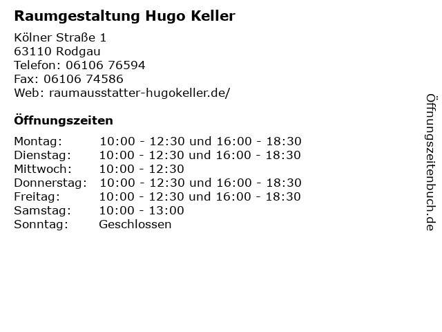 Raumgestaltung Hugo Keller in Rodgau: Adresse und Öffnungszeiten