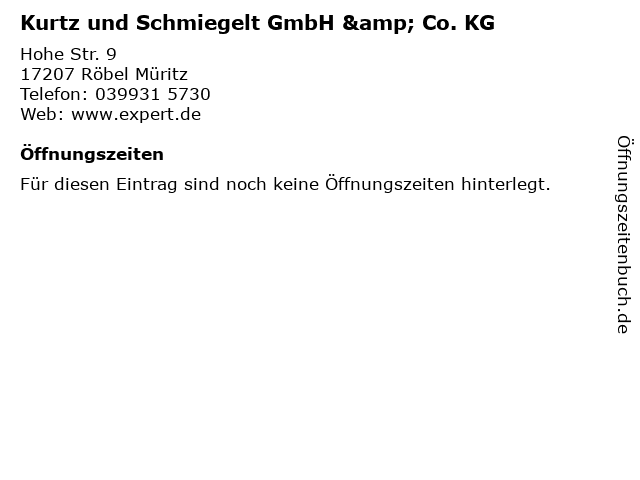 Kurtz und Schmiegelt GmbH & Co. KG in Röbel Müritz: Adresse und Öffnungszeiten