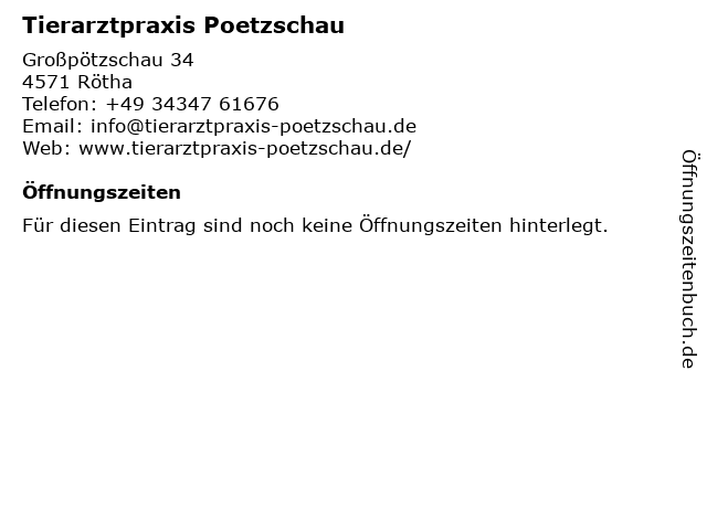 Tierarztpraxis Poetzschau in Rötha: Adresse und Öffnungszeiten