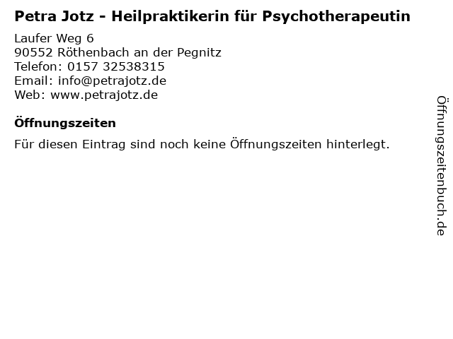 Petra Jotz - Heilpraktikerin für Psychotherapeutin in Röthenbach an der Pegnitz: Adresse und Öffnungszeiten