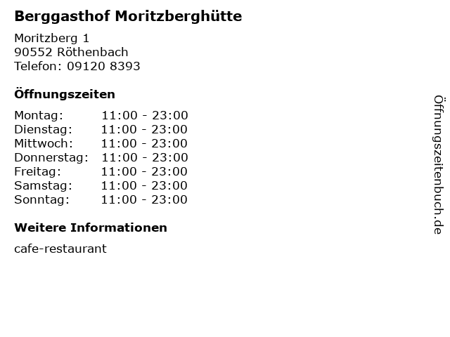 Berggasthof Moritzberghütte in Röthenbach: Adresse und Öffnungszeiten