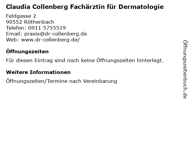 Claudia Collenberg Fachärztin für Dermatologie in Röthenbach: Adresse und Öffnungszeiten