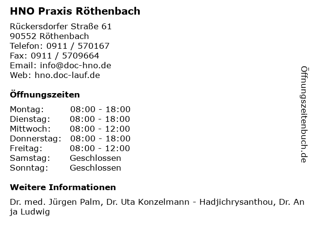 HNO Praxis Röthenbach in Röthenbach: Adresse und Öffnungszeiten