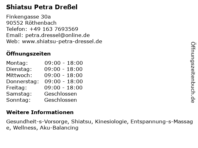 Shiatsu Petra Dreßel in Röthenbach: Adresse und Öffnungszeiten