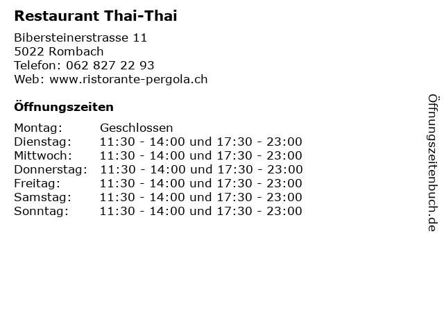 Restaurant Thai-Thai in Rombach: Adresse und Öffnungszeiten
