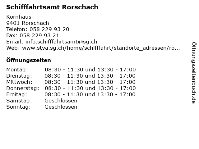 Schifffahrtsamt Rorschach in Rorschach: Adresse und Öffnungszeiten