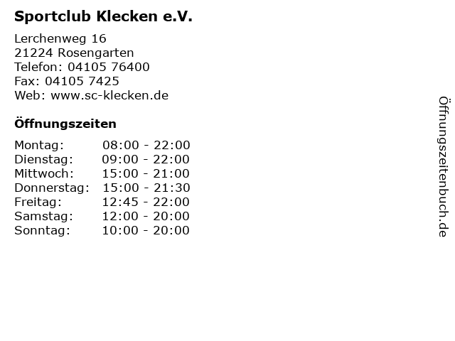 Sportclub Klecken e.V. in Rosengarten: Adresse und Öffnungszeiten