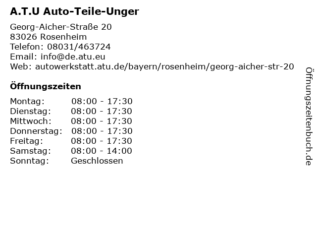 A.T.U Auto-Teile-Unger in Rosenheim: Adresse und Öffnungszeiten