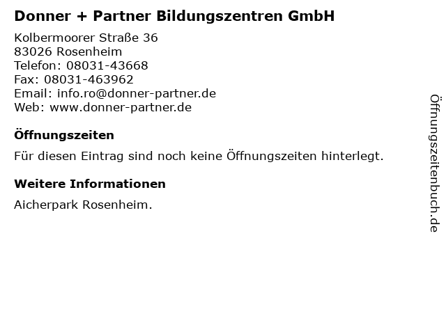 Donner + Partner Bildungszentren GmbH in Rosenheim: Adresse und Öffnungszeiten