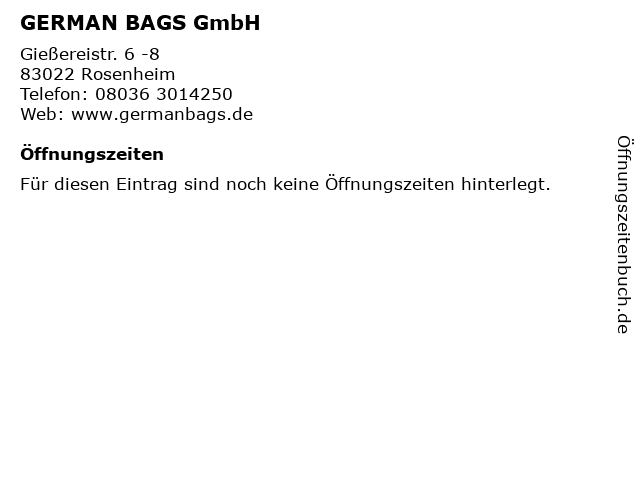 GERMAN BAGS GmbH in Rosenheim: Adresse und Öffnungszeiten