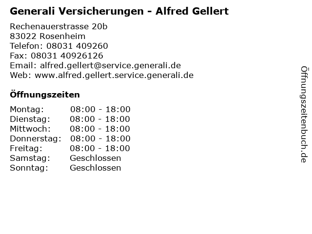 Generali Versicherungen - Alfred Gellert in Rosenheim: Adresse und Öffnungszeiten