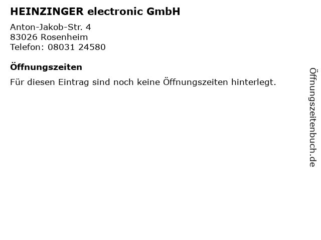 HEINZINGER electronic GmbH in Rosenheim: Adresse und Öffnungszeiten