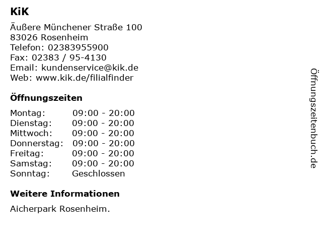 KiK in Rosenheim: Adresse und Öffnungszeiten
