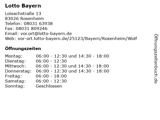 Lotto Bayern in Rosenheim: Adresse und Öffnungszeiten