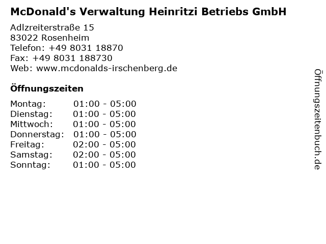 McDonald's Verwaltung Heinritzi Betriebs GmbH in Rosenheim: Adresse und Öffnungszeiten