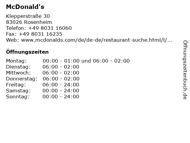 McDonald's in Rosenheim: Adresse und Öffnungszeiten