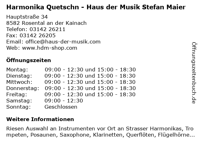ᐅ Offnungszeiten Haus Der Musik Stefan Maier Hauptstrasse 34