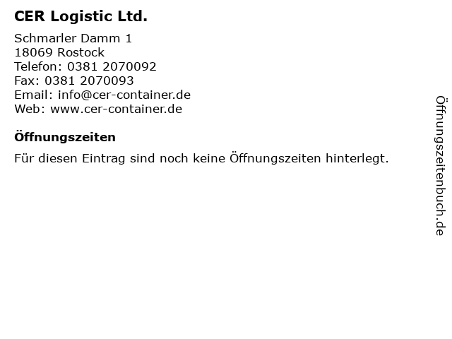 CER Logistic Ltd. in Rostock: Adresse und Öffnungszeiten